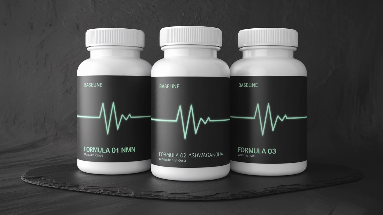 The Baseline 90-Day Cellular System: Formula 01 NMN 500mg, Formula 02 Ashwagandha Plus, Formula 03 Magnesium Glycinate